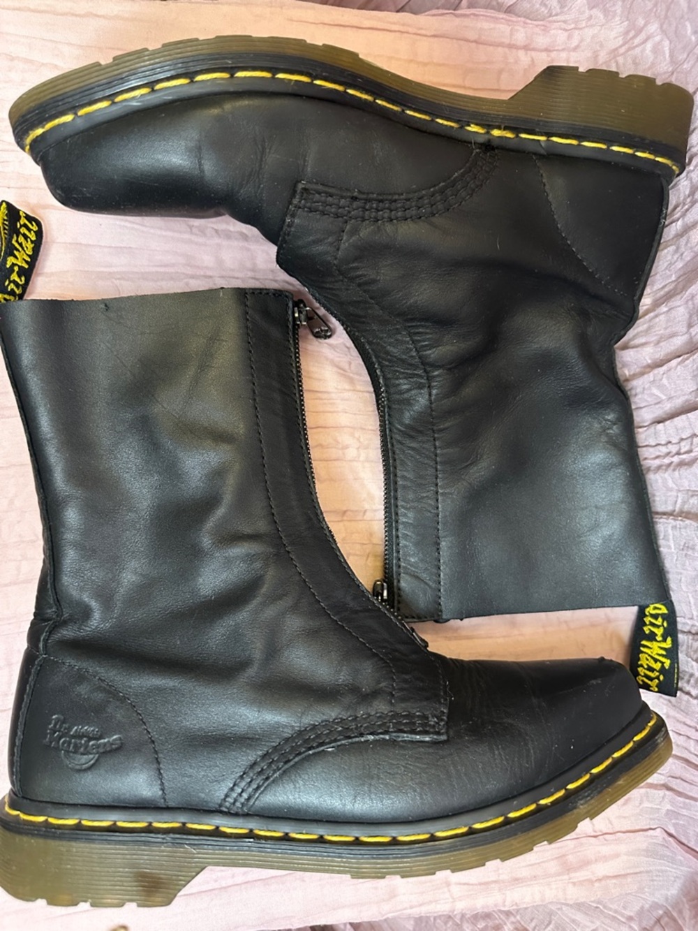 Dr Martens - RARE Black Zena Leather Zip-Up Boots - Picture 4 of 9